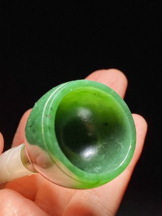 和田玉籽料|清乾隆 和田玉籽料 脂白玉 嵌碧玉 云龙纹毛笔 笔杆