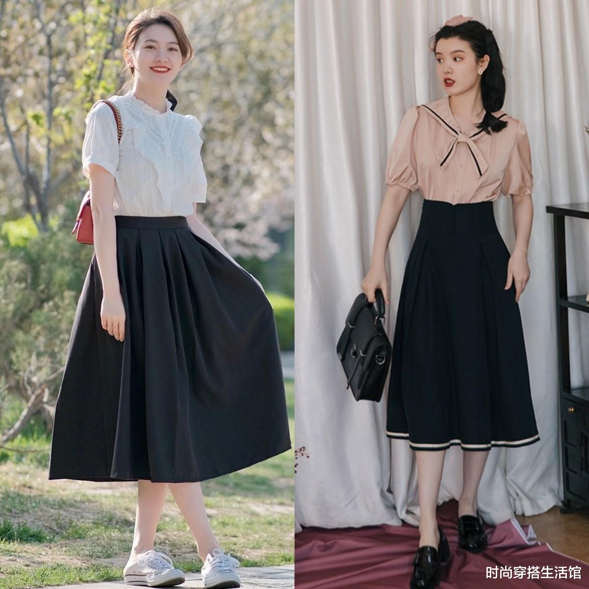 果然，穿衬衫还是最配“半身裙”，时髦保暖又显高，很适合小个子