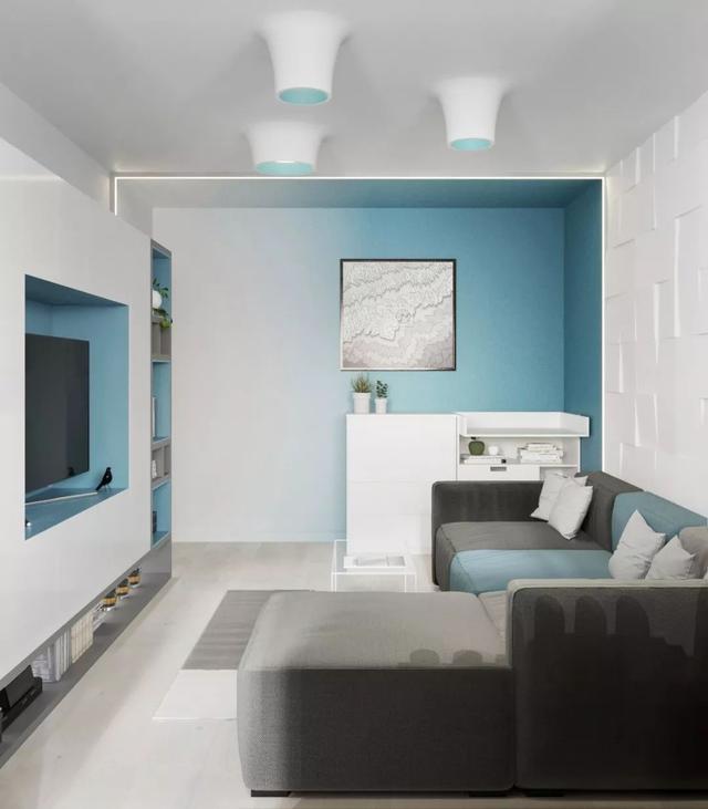 64平米小户型装修风格清新自然，蓝与白的设计堪称“海洋之家”