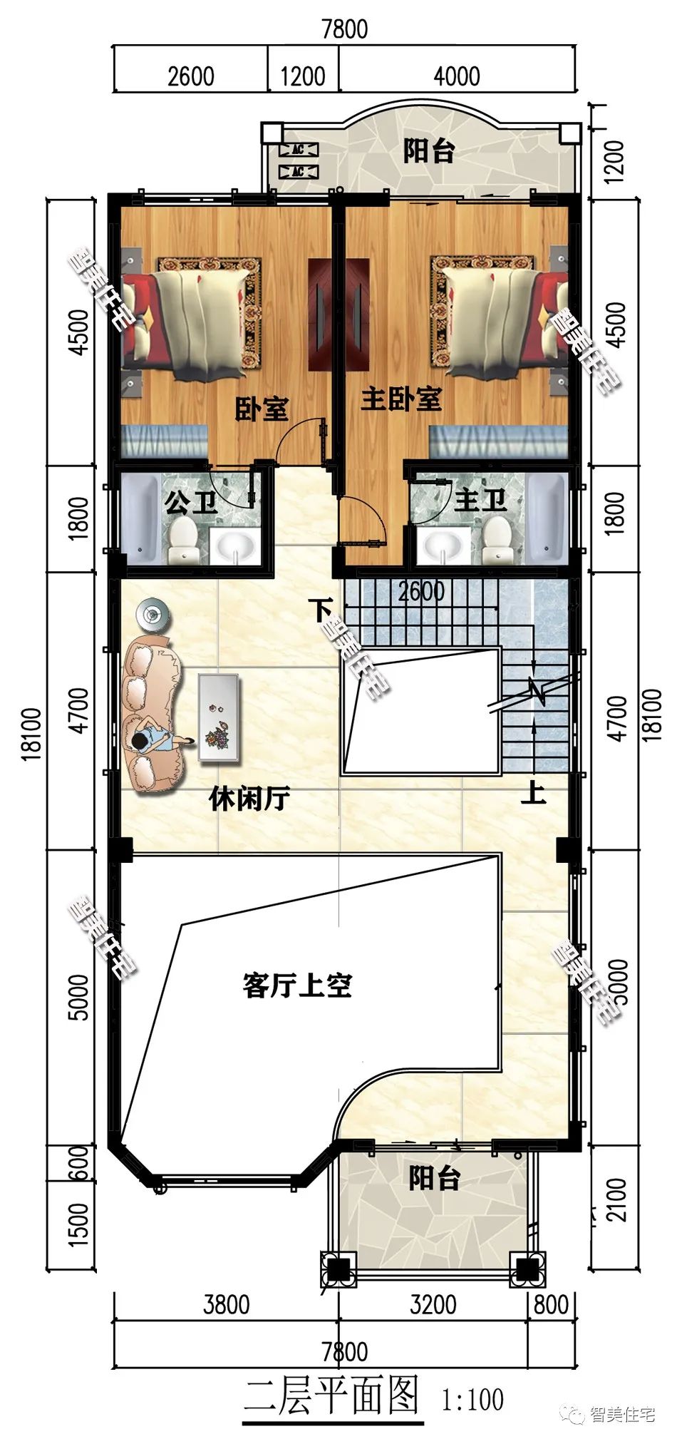 小面宽设计的两层半住宅,看了这栋别墅,我再也不说平顶房不好看