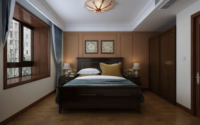 125平美式风三居室,配以暖色会让人百看不腻