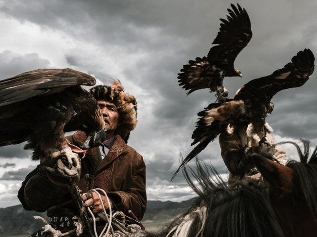 |如诗如画：油画草原，飞翔牧民