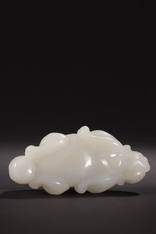 |旧藏-和田玉双兽招财雕件