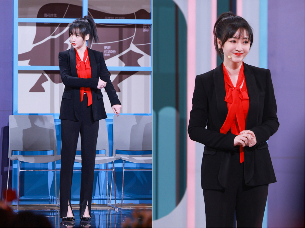 柳岩|柳岩这身打扮好显胖,虽然上衣很精致可裤子肥大不显身材,挺臃肿