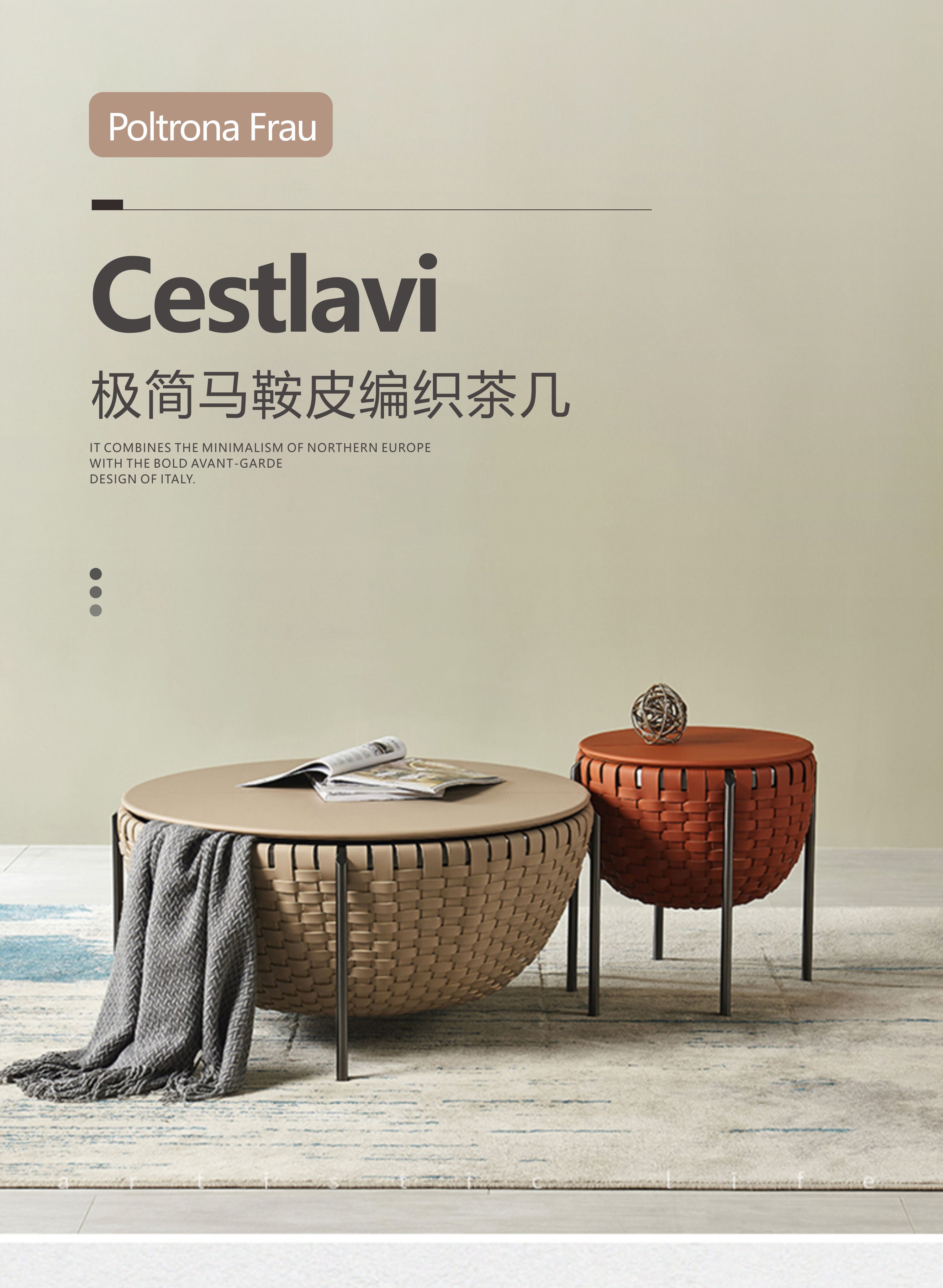 Less is moreⅠ可储物收纳的皮质编织茶几