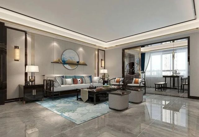 175平米的新中式风格,看到客厅后,被深深吸引,大气和韵味并存