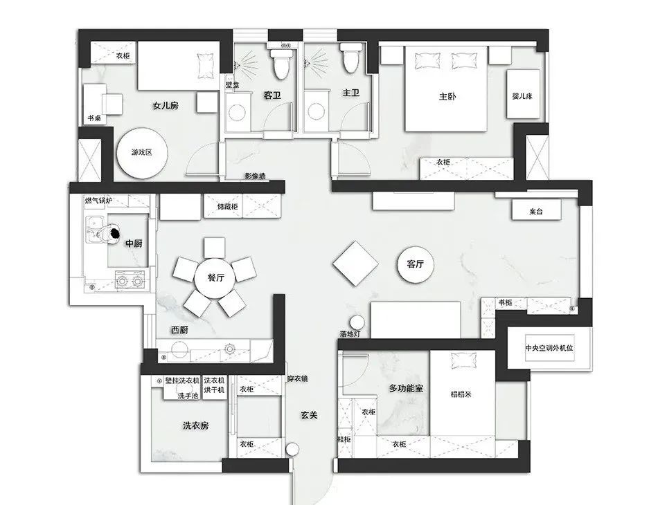 122㎡温暖日式风3室2厅,榻榻米还能这样设计!