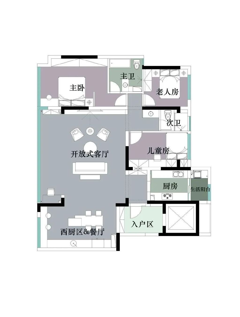 老房改造|135㎡简约风三居室,温馨舒适的三口之家