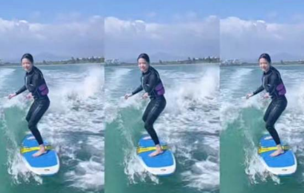 钟丽缇|51岁钟丽缇携全家三亚度假，穿透视泳衣冲浪，两个女儿大显好身材