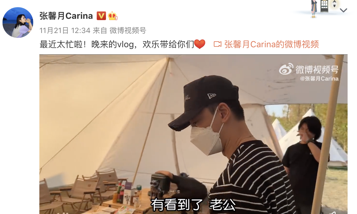 林峰|张馨月晒露营视频,与林峯互相投喂,被老公搂在怀里高调秀恩爱