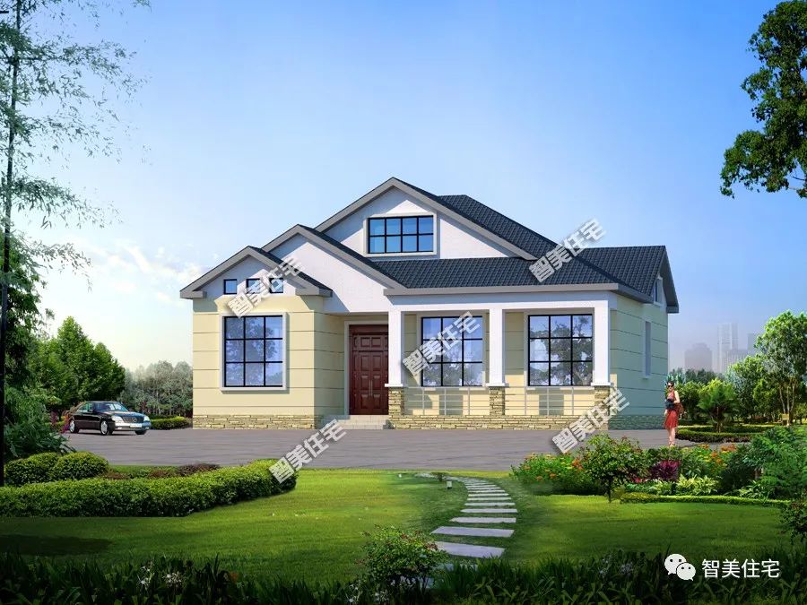 青岛市|面宽13.4的一层别墅,阁楼层空间也不小,盖这栋房子很省钱