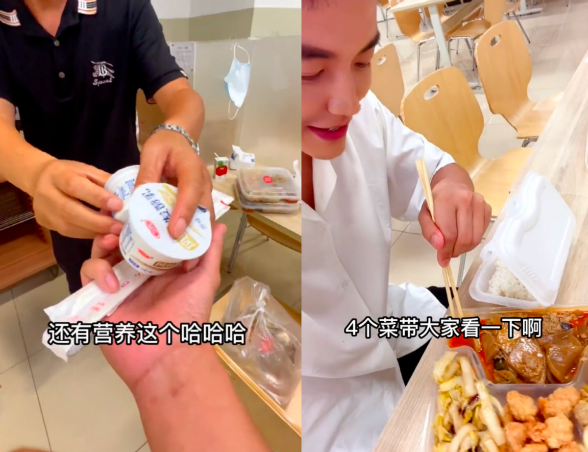 演员马率公开央视员工餐!盒子里一半都是肉,食堂狭小装修太简朴