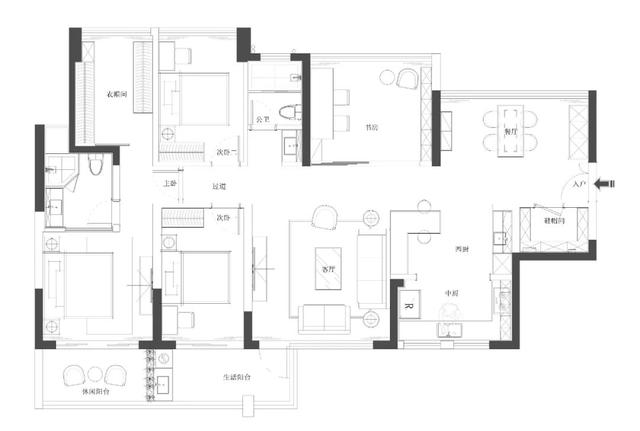 160㎡现代简约,低调灰色+安静蓝色,营造优雅舒适的家