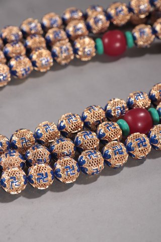 |回流-银鎏金烧蓝108佛珠。