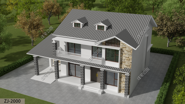 15×11米带舒适主卧的二层现代别墅,坡屋顶也能有露台