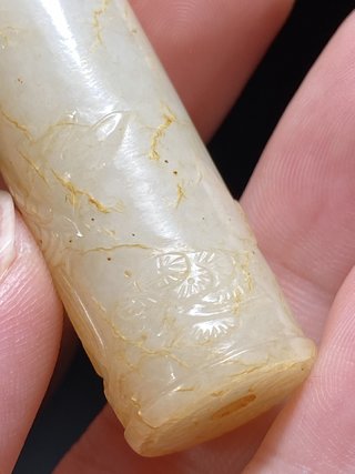 文玩|清乾隆 和田玉籽料 白玉 喜上眉梢 玉勒子 圆勒 文玩款