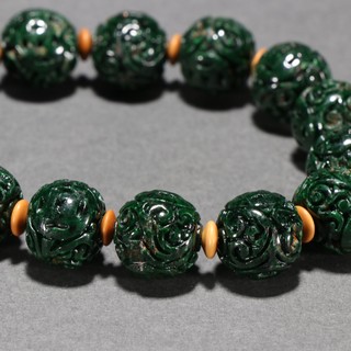 钱币|旧藏 干青翡翠钱币纹手串