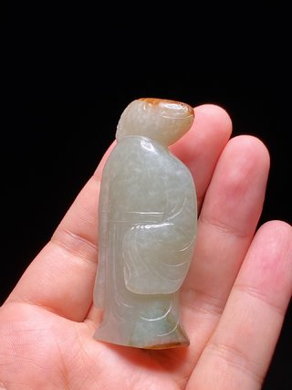 翡翠|清中期 老坑翡翠 十二生肖蛇 蛇神 把件 把件