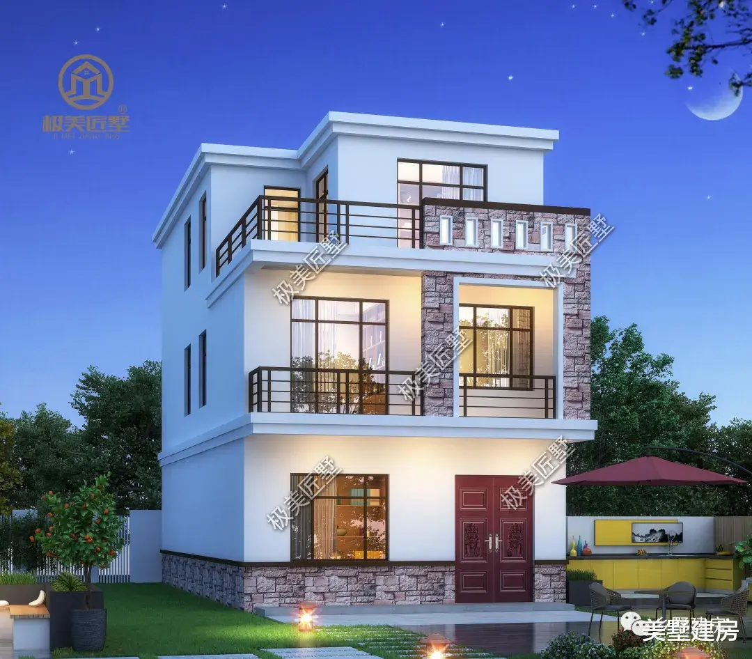 三层现代风别墅,造型时尚紧跟潮流,小开间也能建