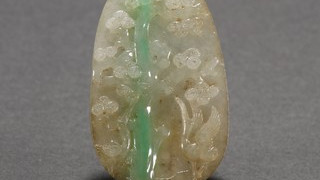 翡翠|清代 老翡翠松鹤延年纹牌