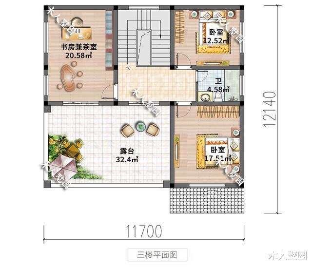 3栋人性化设计的三层别墅，占地面积120-130平左右，非常美观大方