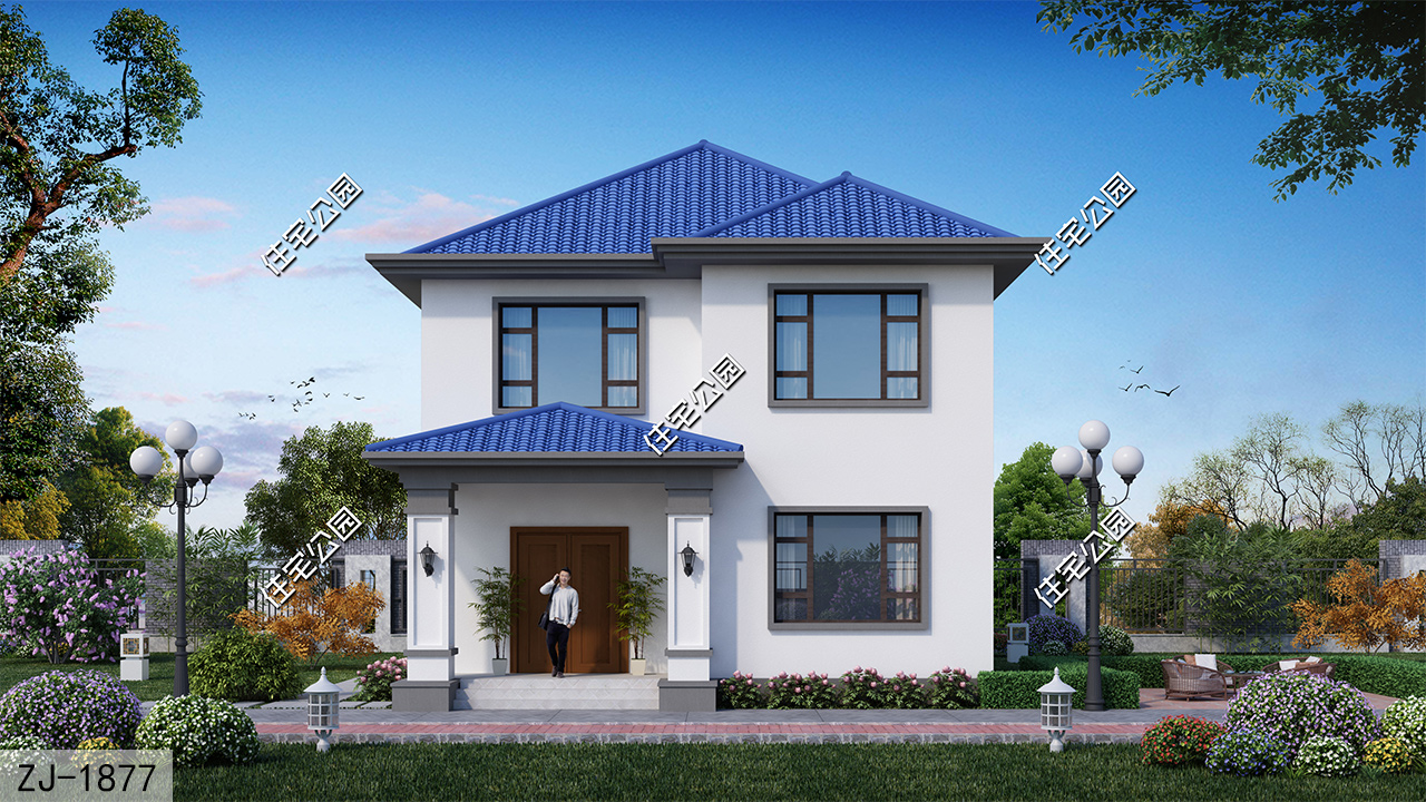 9×13米二层小面宽别墅,坡屋顶设计,实用简约