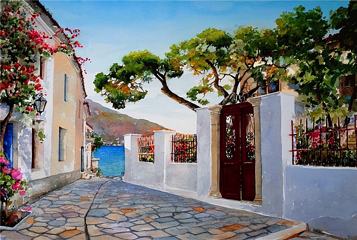 乌兰|梦幻爱琴海 水彩画中的唯美希腊