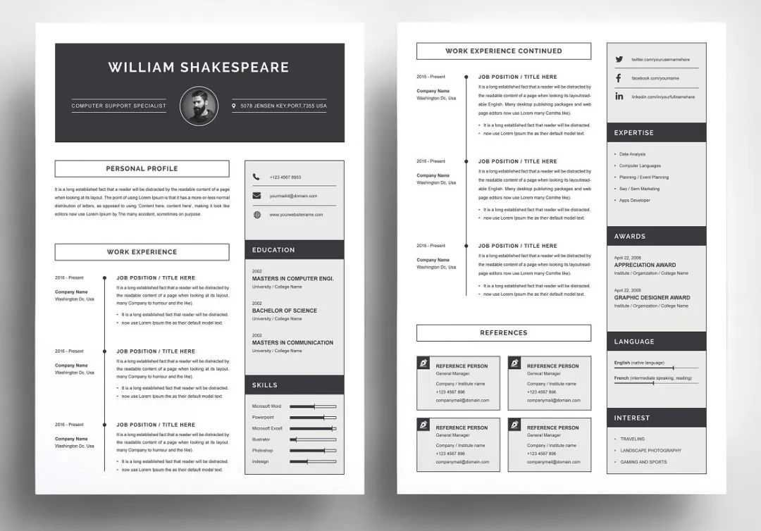 国外简历设计欣赏!加点儿设计感