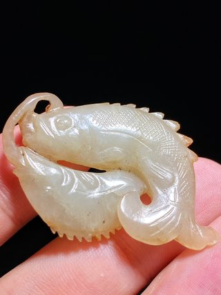 和田玉籽料|宋 和田玉籽料沁色 双鱼珮 挂件 吊坠