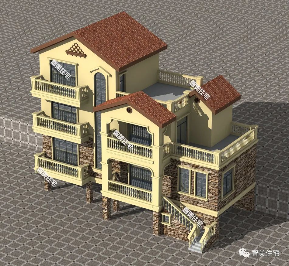 田园风格设计,带架空层的精致小别墅,以后回老家度假也很安逸!