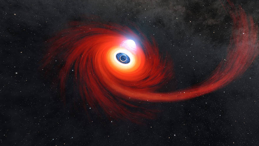 太空望远镜瞥见黑洞在啃食恒星