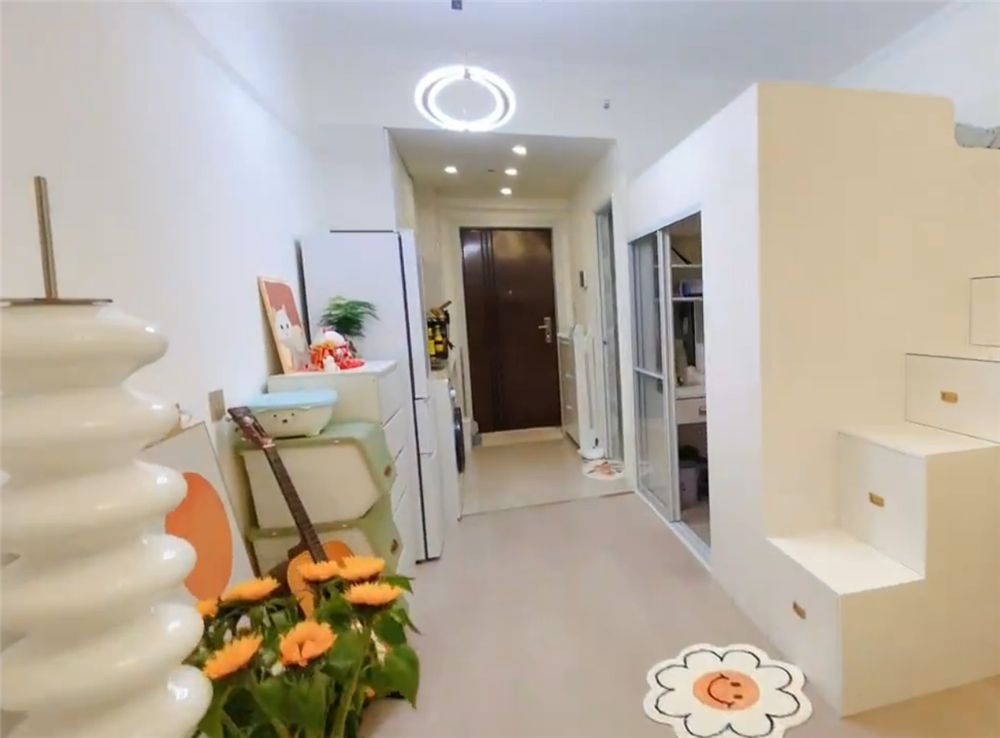 姑娘买下28㎡小家,利用2米9层高做夹层卧室,一个人住也太爽了