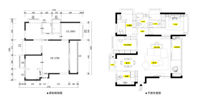 108平现代风三居室合理的布局,让杂乱无序的毛坯房“大换脸”