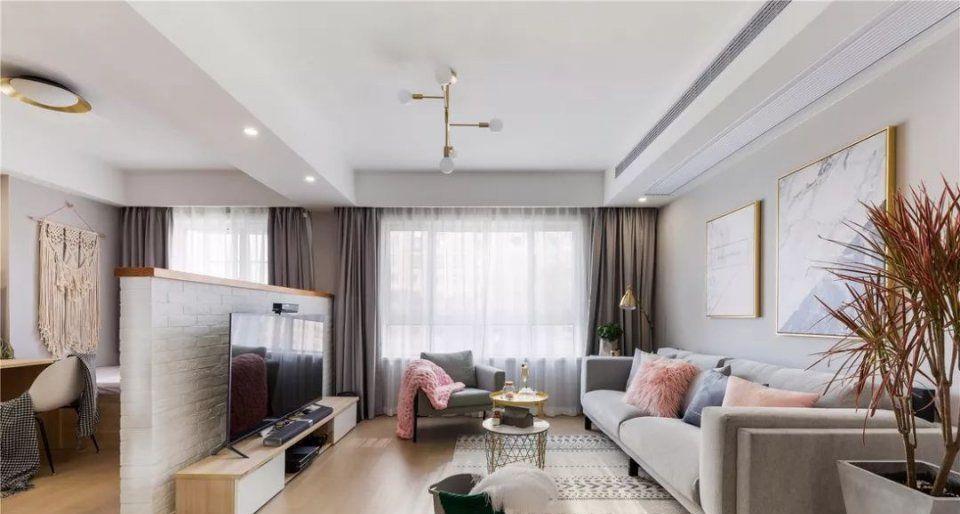 112㎡清新北欧风,客厅砌个半墙隔出一间书房,2居变3居真实用