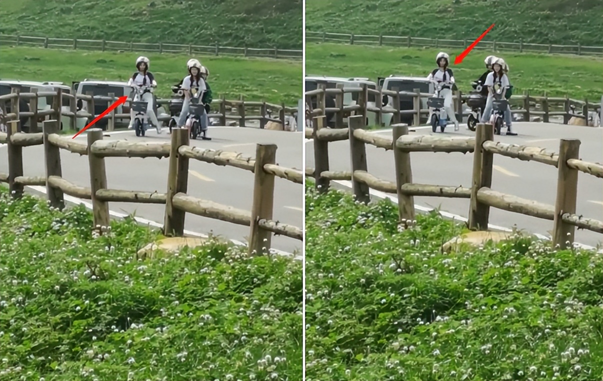 杨幂|网友偶遇杨幂骑电瓶车！左右摇晃骑车技术差，一直处于紧张状态