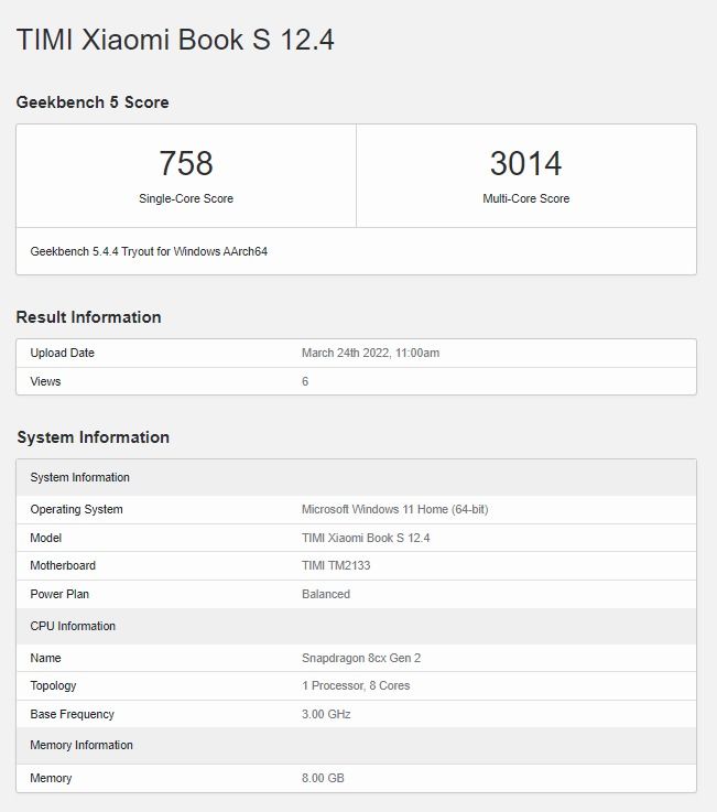 小米科技|小米 Book S 12.4″ 出现在 Geekbench 和蓝牙 SIG 认证
