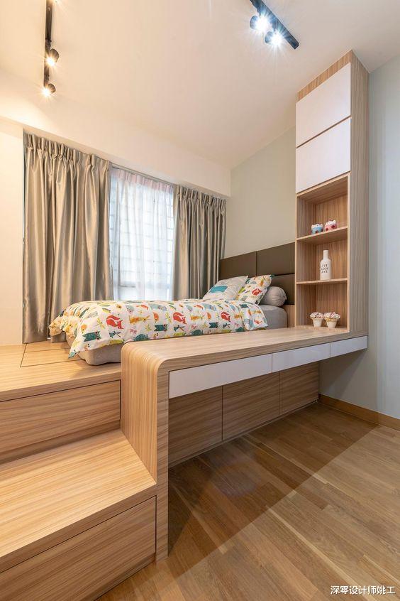 见到了最强装修,儿童房床抬高底下做收纳,休闲区,功能翻倍