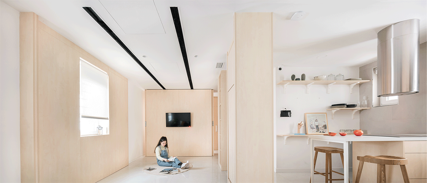 不服不行!45㎡的房子,她靠2面活动墙,直接摇身一变成两室一厅