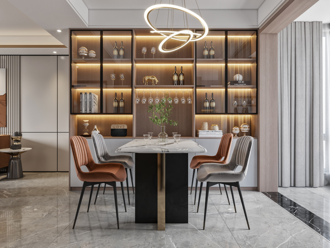 【鲁班装饰】龙熙壹号104m2轻奢风格 硬朗的奢华感