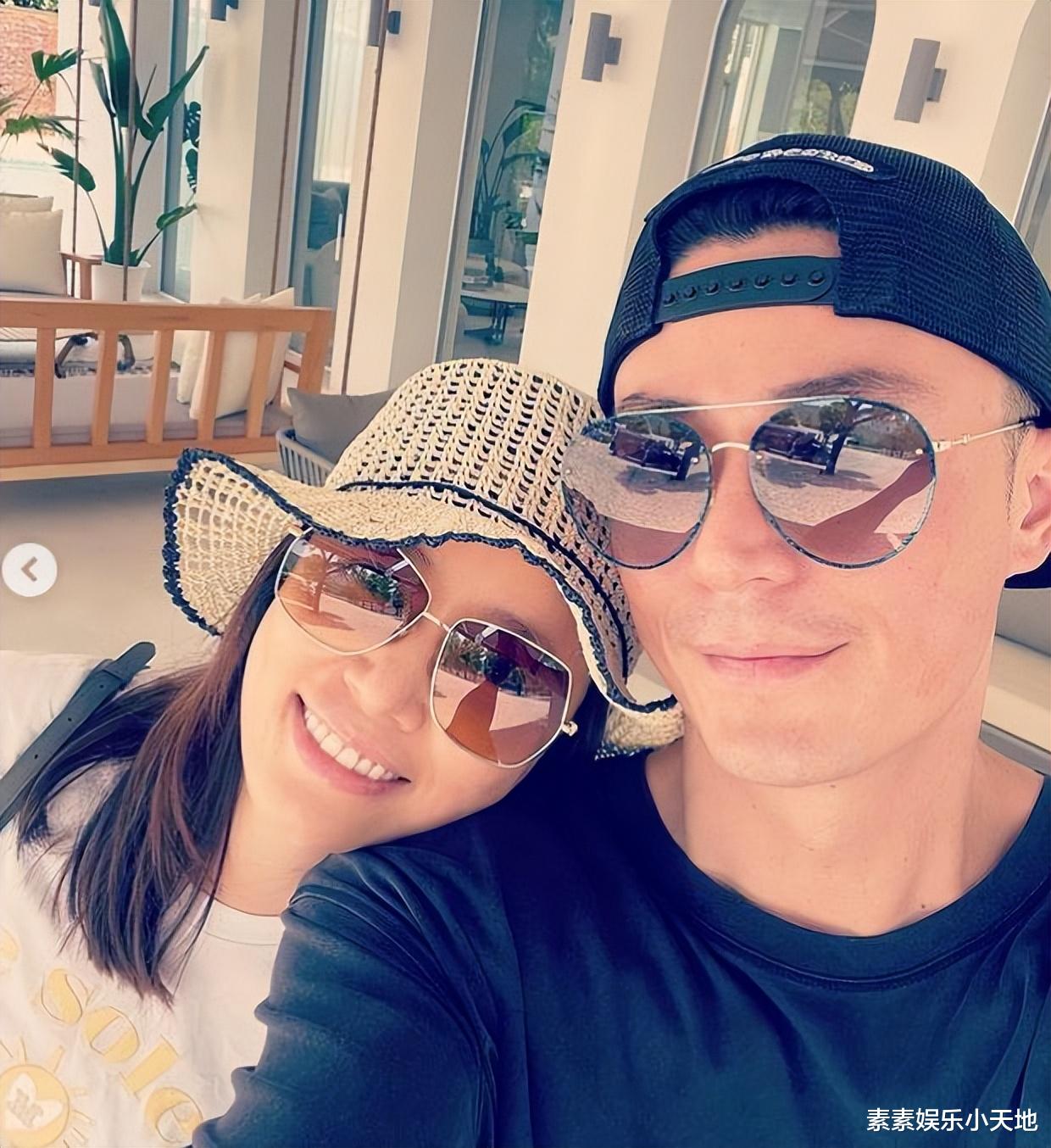 霍启刚|林心如和霍建华度假照，夫妻靠头甜蜜合影，称小孩开心大人就开心