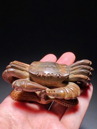 |清 和田玉 一甲传胪 螃蟹 摆件 纸镇