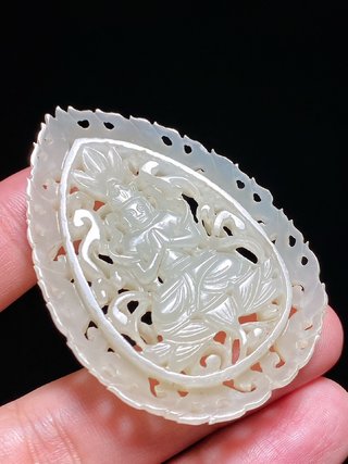 玉髓|辽金 和田玉籽料 白玉 玉莲花座佛 挂件 吊坠