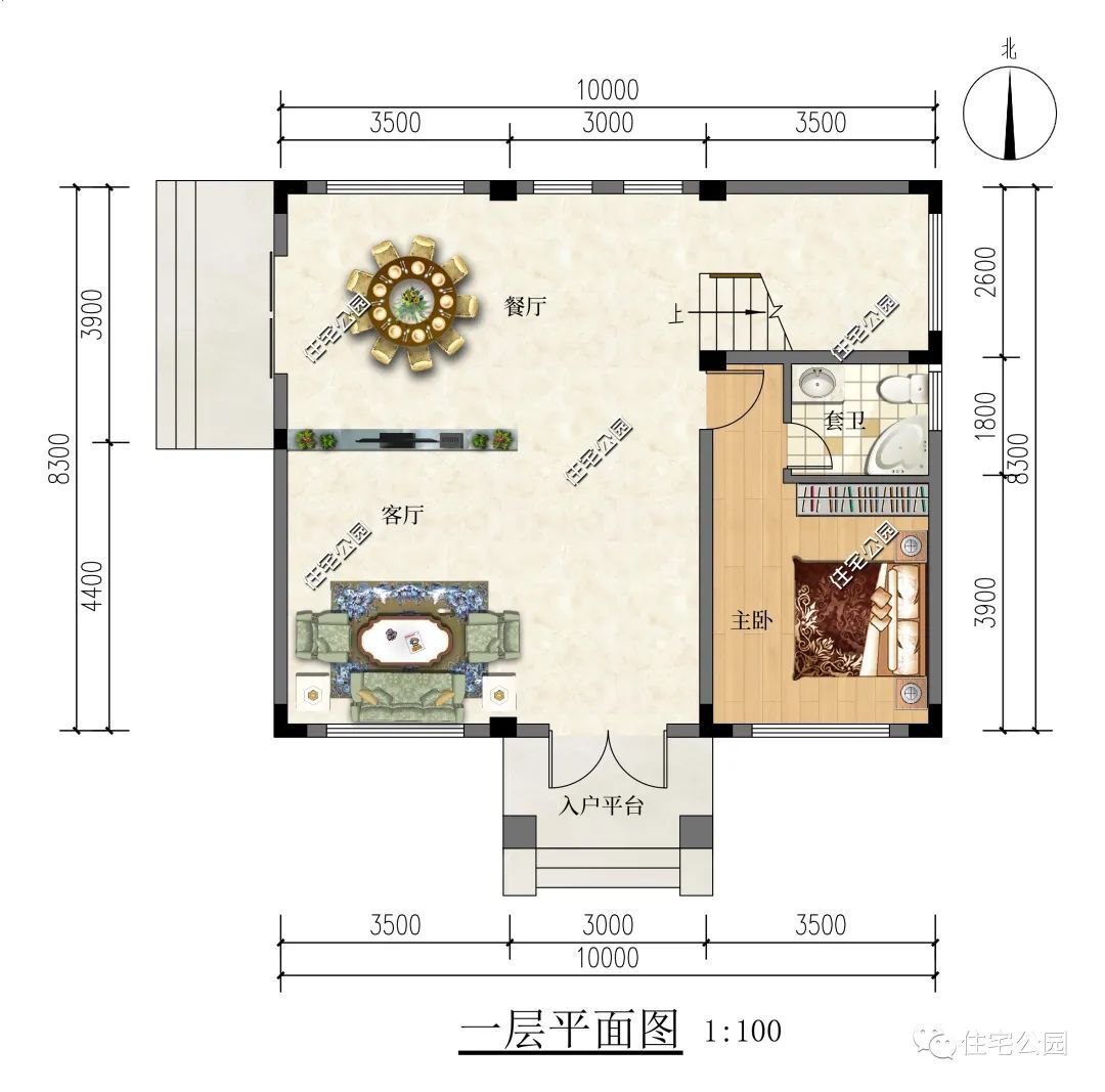10×8米小占地别墅这样设计,小宅基地同样能拥有超大客厅