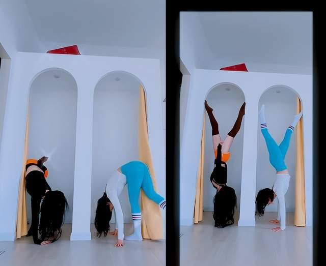 李光洙|34岁赵奕欢玩倒立,双手撑地毫不费力,吸引网友的却是一旁的闺蜜