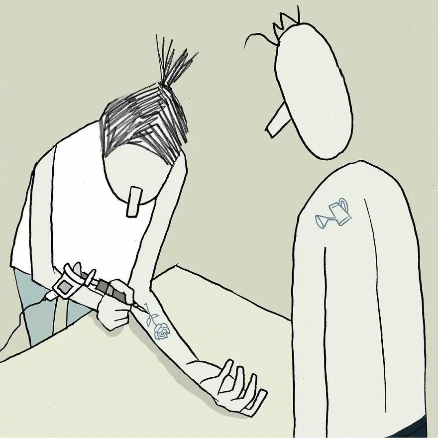 |幽默漫画:人际关系的隐喻 缠绵、冲突、猜忌……