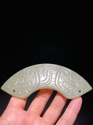 |周 和田玉籽料 青白玉 凤鸟纹 玉珮 玉饰