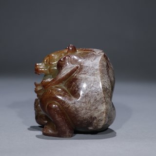 |旧藏【汉高古玉 子母熊】把件