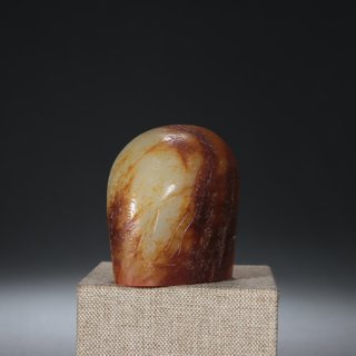 黄口|旧藏-和田玉原石雕诗文印章