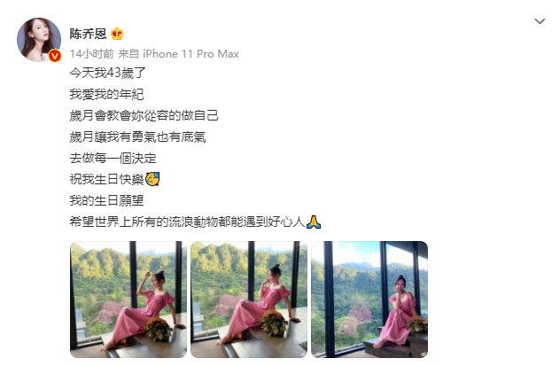 陈法蓉|陈乔恩晒老公视角照，43岁扎丸子头穿格子粉裙，少女感直接拉满