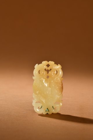 |晚清 和田玉双凤挂件